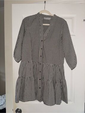 Petal & Pup Tiered Black checkered dress